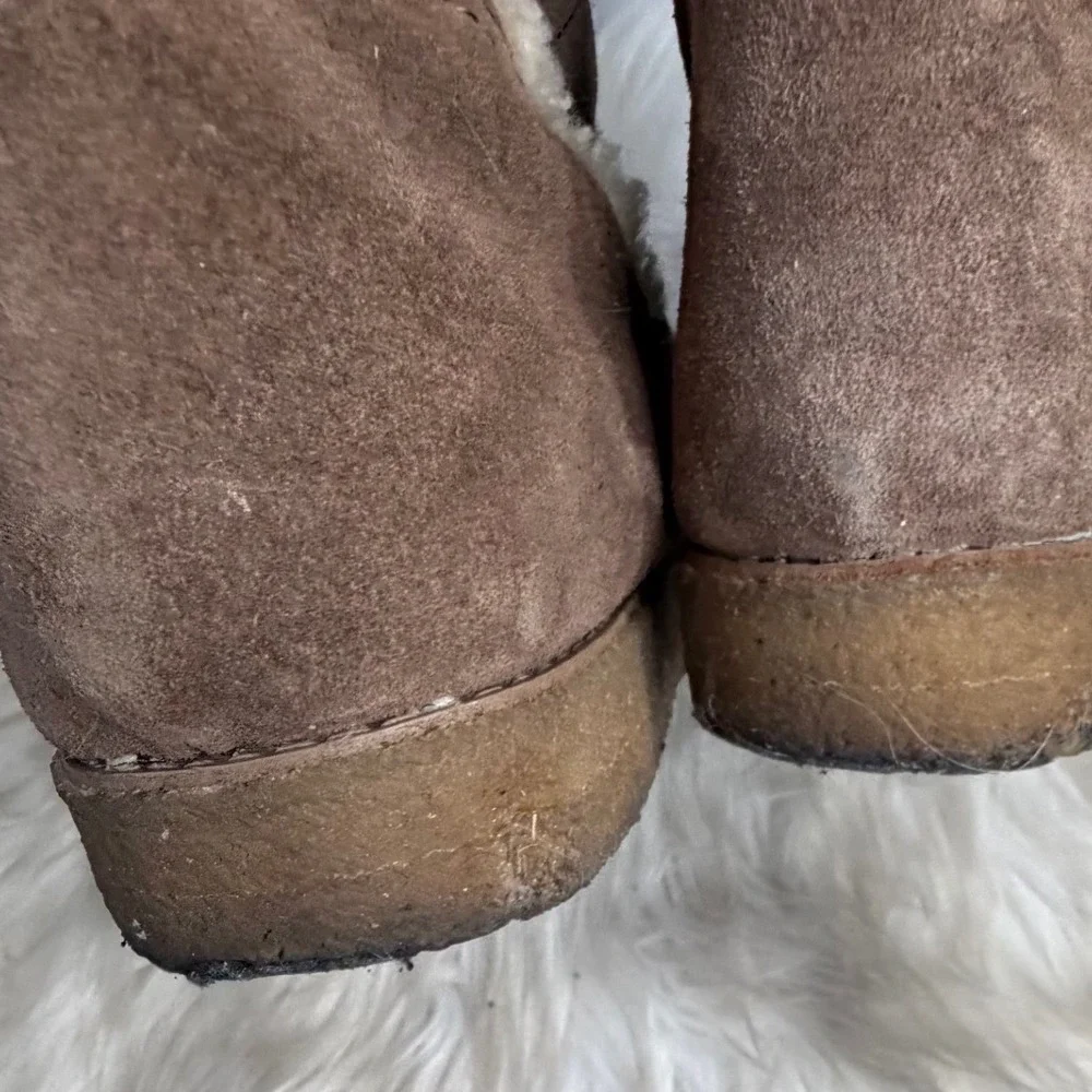 Womens Suede Shearling Lined Quilted Winter Boots Brown Size 11M